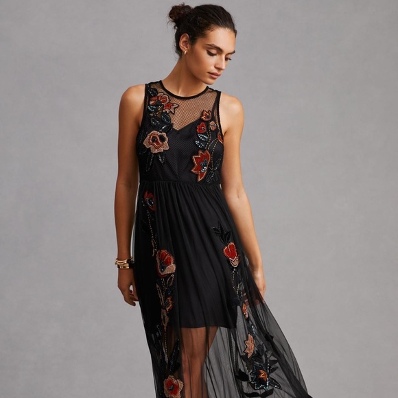 Anthropologie Dresses & Skirts - Not So Serious By Pallavi Mohan Midnight Garden Maxi Dress  Slip Is Missing 4p